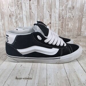 Vans Mens‎ 13 Filmore Mid Top Sneakers Black White Canvas Suede 507452